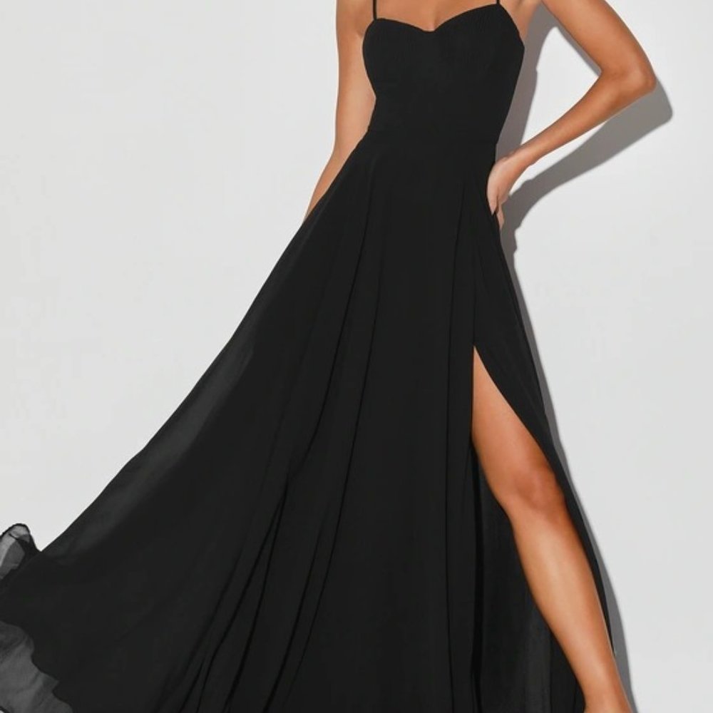 Cause for Commotion Black Pleated Bustier Maxi Dress Lulus (S: L - runs small)